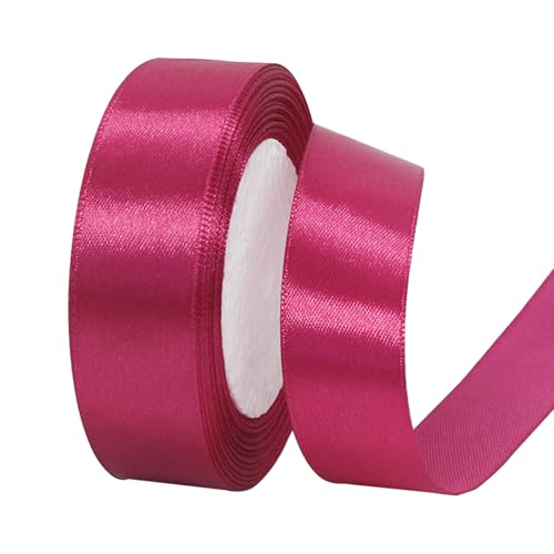 23Meter Satinband Tiefes Rosenrot 25mm Satinband Bänder,Breit Schleifenband Dekoband Stoffband Geschenkband Hochzeitsdeko Schleife für Geschenkverpackung,Kunsthandwerk,Haarschleifen,Blumenstrauß von POPOYU