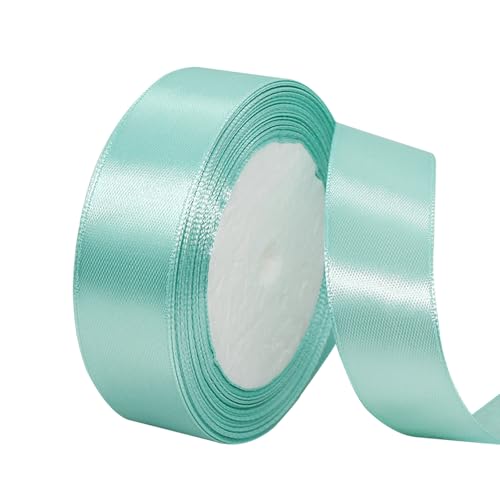 23Meter Satinband Tiffani Blau 25mm Satinband Bänder,Breit Schleifenband Dekoband Stoffband Geschenkband Hochzeitsdeko Schleife für Geschenkverpackung,Kunsthandwerk,Haarschleifen,Blumenstrauß von POPOYU