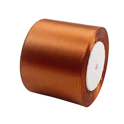 23m Satinband Geschenkband Braun 75mm Breit,Trauer Band Braun Schleifenband Satin Dekoband Geschenkverpackung Deko Band Stoffband für Halloween Weihnachten Hochzeit Taufe Geburtstag DIY-Handwerk von POPOYU