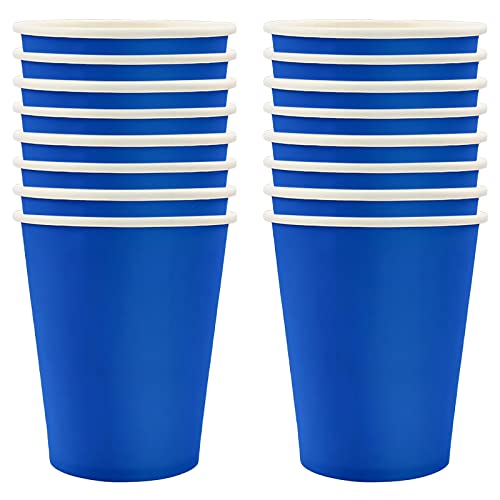 250ml Blau Papier Partybecher,16 Stück Blau Pappbecher,Trinkbecher Hochzeit Einwegbecher Disposable Cups für Hochzeit,Kinder DIY,Partybedarf,Tee,Heißen und Kalten Getränken Einwegkaffee Becher von POPOYU