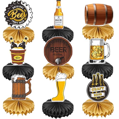 27 Stück Oktoberfest Tischdekoration, Bienenwaben Bayrische Deko Mittelstück Tischaufsätze Bierzeltgarnitur Tischdeko 3D Bayern Papierornamente für Oktoberfest Bierfest Party Starkbierfest Zubehör von POPOYU