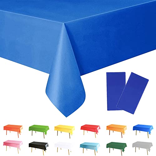 POPOYU 2Pcs Marineblaue Streifen Tischdecken,Blau und Weiße Streifen Tischdecken Maritim Party Dekorationen Kunststoff Tischdecke für Nautische Ozean,Boy's 1st Kindergeburtstag,Picknick von POPOYU