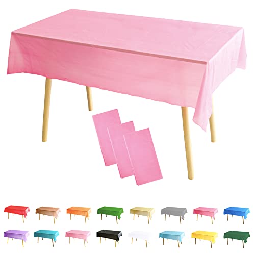 3 Stück Tischdecke Rechteckig Rosa Party Tischdecke,137 * 274cm Tischdecke Papierrolle Einweg Tischdecke aus Kunststoff,wasserdichte Ölbeständig Tischdecken für Party,Picknick,Geburtstags,Hochzeiten von POPOYU