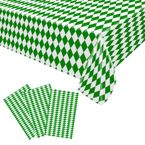 3PCS Karierte Tischdecke,Grün Weiß Karierte Tischdecke 220x130cm Plastiktischdecke,Table Cloth Weihnachtstischdecke Plastik Tischdecke mit Karierter Flagge für Weihnachten,Racing Party Dekoration von POPOYU