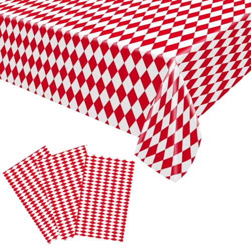 3PCS Karierte Tischdecke,Rot Weiß Karierte Tischdecke 220x130cm Plastiktischdecke,Table Cloth Weihnachtstischdecke Plastik Tischdecke mit Karierter Flagge für Weihnachten,Racing Party Dekoration von POPOYU