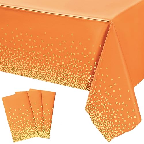 Einweg Tischdecke Orange,3 Stück Wasserfeste Tischdecke,274x137cm Rechteckig Tischtuch Geeignet Papiertischdecke Plastiktischdecke Einwegtischdecken für Hochzeit,Party,Kindergeburtstag,Weihnachten von POPOYU