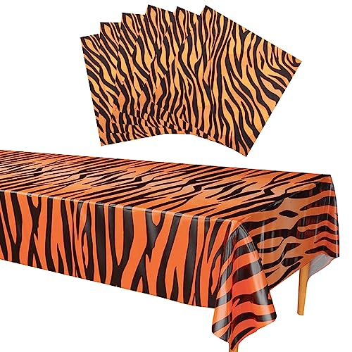 Geburtstagsparty-Zubehör mit Tiger-Motiv 21 Stück Dschungel-Safari-Tieren Motto Partygeschirr Set Tiger-Druck Servietten und Tischdecke für Dschungel-Safari-Tieren Kindergeburtstag Party von POPOYU