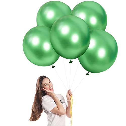 Luftballons Metallic Grün Groß 45cm/18 Zoll für Party Glänzende,5 Stück Riesen Metallisches Chrom Grün Latex Luftballons XXL Runde Helium Ballons für Geburtstag,Hochzeit,Babyparty Weihnachts Dekor von POPOYU