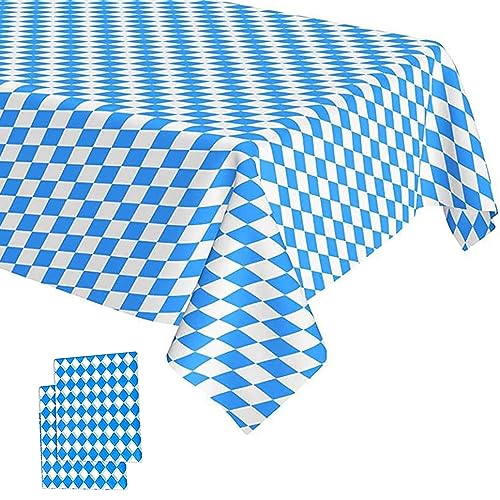 2 Stück Oktoberfest Tischdecke 137 x 274cm Blau Weiß Bayern Raute Oktoberfest Party-Tischdecke Kunststoff-Wasserfest-Tischdecke für Oktoberfest Deutsche Party Geburtstag Party Dekorationen von POPOYU