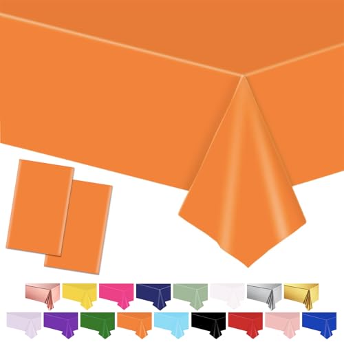 Orange Tischtuch Tischdecken, 137 * 274cm Kunststoff wasserdicht Tabelle deckt Party Tischdekorationen für Kinder Picknick Geburtstag, Graduierung Hochzeit Party Supplies von POPOYU