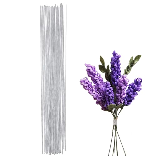 POPOYU 100 Stück 40m Blumendraht Floristikdraht Weiß,1mm Papierdraht zum Basteldraht Dünn,Floristendraht Basteldraht Steckdraht Drahtstäbe für Künstliche Blumen Hochzeit Bouquet Dekor von POPOYU