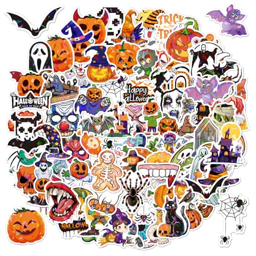 POPOYU 100 Stück Halloween Aufkleber Classic Wasserfeste Vinyl Happy Halloween Sticker für Laptop, Telefon, Wasserflasche, Pad, Geist Kürbis Dämon Zauberer Vampir für Halloween Dekoration Party Favors von POPOYU