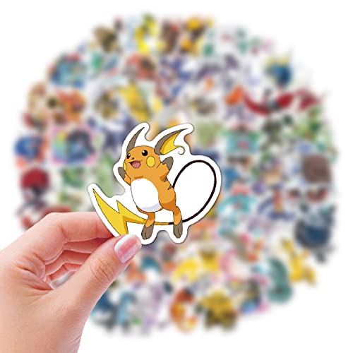 POPOYU 100 Stück Pokémon B Aufkleber Classic Wasserfeste Vinyl Sticker für Laptop, Telefon, Wasserflasche, Skateboard, Koffer, Gitarre, Pad, Scrapbook Aufkleber für Kinder Gastgeschenke Mitgebsel von POPOYU