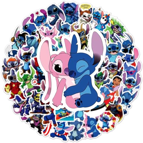 POPOYU 100 Stück Stitch Aufkleber Classic Wasserfeste Vinyl Sticker für Laptop, Telefon, Wasserflasche, Skateboard, Koffer, Gitarre, Pad, Scrapbook Aufkleber für Kinder Gastgeschenke Mitgebsel von POPOYU