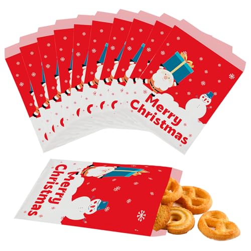 POPOYU 12 STÜCKE Weihnachten Popcorn Boxen, Weihnachten 5x7 '' Druck Papiertüten, Weihnachtsfeier Zubehör Weihnachtsfeier Gastgeschenke Weihnachtsfeier Zubehör Treat Taschen Buffet Süßwarenstand von POPOYU