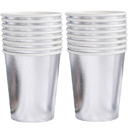 POPOYU 250ml Silber Papier Partybecher,16 Stück Silber Pappbecher,Trinkbecher Hochzeit Einwegbecher Disposable Cups für Hochzeit,Kinder DIY,Partybedarf,Tee,Gastronomie,Feste,Party,Hochzeiten Haushalt POPOYU 250ml Silber Papier Partybecher,16 Stück Silber Pappbecher,Trinkbecher Hochzeit Einwegbecher Disposable Cups für Hochzeit,Kinder DIY,Partybedarf,Tee,Gastronomie,Feste,Party,Hochzeiten Haushalt von POPOYU