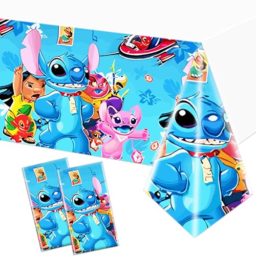 POPOYU 2Pcs Stich Deko Tischdecke,54x108 Zoll Lilo und Sti-tch Party Tischdecke Stich,Stich Geburtstagsparty Stich Deko für Jungen Mädchen Geburtstags Stich Geschenke Party Dekor von POPOYU