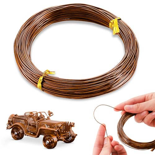 POPOYU Aludraht Basteldraht Bronze 1mm,50M Aluminiumdraht Draht zum Basteln Schmuckdraht Dekodraht,Schmuckdraht Handwerk Aluminiumdraht Basteldraht für Schmuck Machen Lieferungen und Crafting von POPOYU