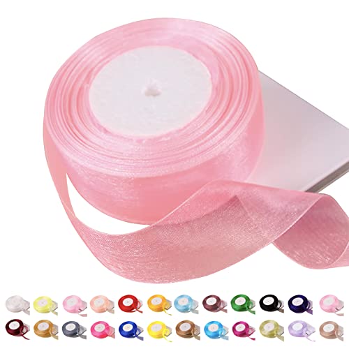 POPOYU Chiffonband Baby-Lila,40mmx45m Organzaband Baby-Lila Schleifenband Hochzeit Geschenkband Hochzeit Tüllband Transparent Satinband Baby-Lila für Weihnachten Hochzeit Taufe Geburtstag von POPOYU