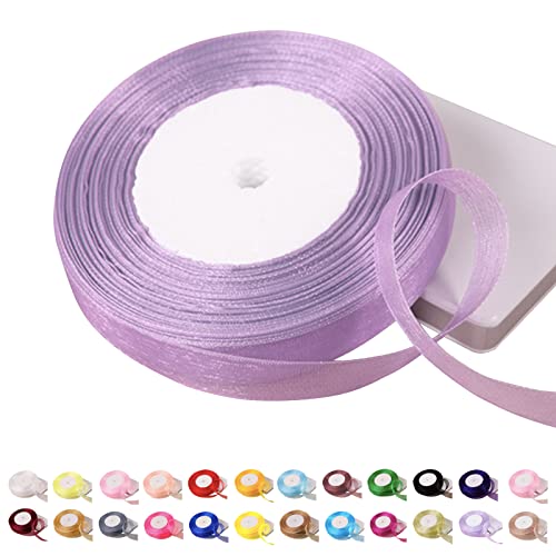 POPOYU Chiffonband Babyviolett,15mmx45m Organzaband Baby-Lila Schleifenband Hochzeit Geschenkband Hochzeit Tüllband Transparent Satinband Baby-Lila für Weihnachten Hochzeit Taufe Geburtstag von POPOYU