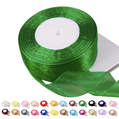 POPOYU Chiffonband Grün,40mmx45m Organzaband Grün Schleifenband Hochzeit Geschenkband Hochzeit Tüllband Transparent Satinband Grün für Weihnachten Hochzeit Taufe Geburtstag von POPOYU