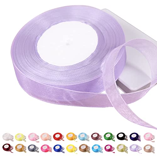 POPOYU Chiffonband Organza-Band,20mmx45m Organzaband Baby-Lila Schleifenband Hochzeit Geschenkband Hochzeit Tüllband Transparent Satinband Baby-Lila für Weihnachten Hochzeit Taufe Geburtstag von POPOYU