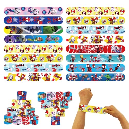 POPOYU Schnapparmband Kinder Superhelden,24 Stück Spidey Armband Geburtstagsdeko Slap Armbänder Klatscharmband Wristband für Mitgebsel Kinder Geburtstagsgeschenke Spielpreise Partytütenfüller von POPOYU