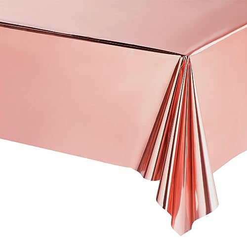 POPOYU Tischdecke Roségold,137x274cm Einweg Tischdecke Tischtuch Plastiktischdecke,Tischtuch Rechteckige Tischabdeckung Gartentischdecke Table Cloth für Gastronomie,Feste,Party,Hochzeiten Haushalt von POPOYU