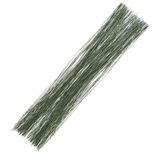 POPOYU 100 Stück Blumendraht,0.05mmx40M Basteldraht Gauge Draht Bindedraht Set Dünn Draht Wickeldraht Grün Flexibler Paddeldraht, Floristendraht, Weihnachtskränz Girlanden für Rosen Military Green von POPOYU