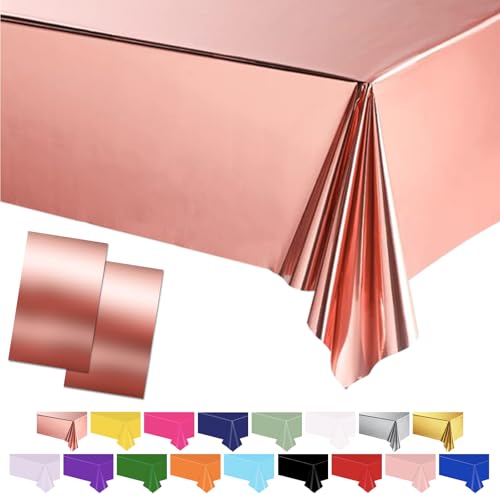 Rose Gold Tischtuch Tischdecken, 137 * 274cm Kunststoff wasserdicht Tabelle deckt Party Tischdekorationen für Kinder Picknick Geburtstag, Graduierung Hochzeit Party Supplies von POPOYU