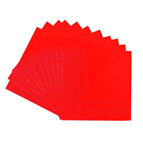 Rot Servietten 20 stück Papierservietten Rot 33 x 33 cm Napkins Servietten Paw Cocktailservietten, Tischdeko Hochzeit Papierserviette Einweg Napkins von POPOYU