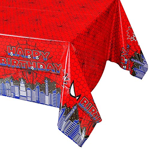 Rote Spider-Man-Party-Tischdecke, Superhelden-Party-Tischdecke für Jungen, 130 x 220 cm, Kunststoff, Marvel-Avengers-Tischdecke, Party für Kinder, Jungen, Geburtstag, Superhelden-Motto-Party, von POPOYU