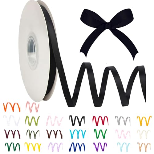 Satinband, 6 mm, Polyester, 91 m, für Geschenkverpackungen, Bastelarbeiten, Geschenkverpackungen, Luftballons, Schleifen, Hochzeitsdekorationen von POPOYU