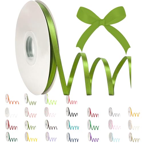 91 m dünnes olivgrünes Satinband, 6 mm einfarbiges Stoffband, Seidensatinrolle, olivgrünes Geschenkband für St. Patrick Day, Geschenkverpackung, DIY, Basteln, Haarschleifen, St. Patrick Day, Kuchen, von POPOYU