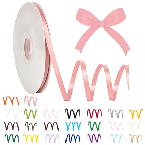 Satinband, 6 mm, Polyester, Satinband, 91 m für Geschenkverpackungen, Basteln, Geschenkverpackungen, Luftballons, Schleifen, Hochzeitsdekorationen von POPOYU