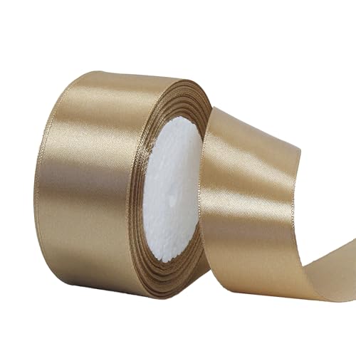 Satinband Leichter Champagner 40mm, 23 Meters Dekoration Geschenkband Fein Schleifenband, Stoffband für Luftballons, Hochzeit, Taufe und Geburtstag Geschenke Der Valentinstag Verpackung von Geschenken von POPOYU