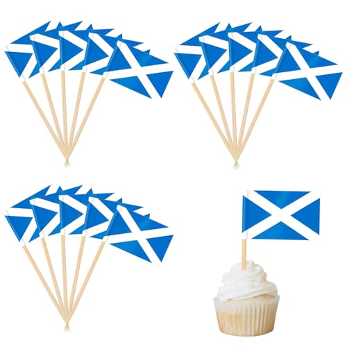 100 Stück Schottland Cocktail Stick Flaggen,Zahnstocher Flaggen,deko kuchen flagge für Obst Picker Papier Kuchen Topper Sticks,Klein Mini Zahnstocher für Europäische Meisterschaft,Olympische von POPOYU