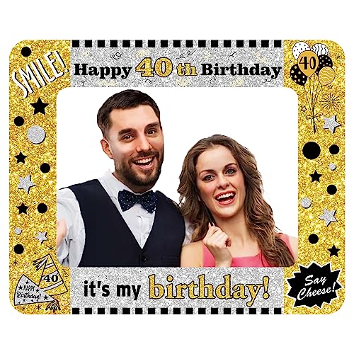 Schwarzes Gold Aufblasbarer Fotorahmen mit Funkelnd 40. Geburtstag Aufblasbarer Fotorahmen Happy Birthday Aufblasbarer Selfies Fotorahmen Männer Frauen Photo Booth Geburtstag Party Feste Dekorationen von POPOYU