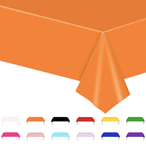 Tischdecke Orange,137x274cm Einweg Tischdecke Tischtuch Plastiktischdecke,Tischtuch Rechteckige Tischabdeckung Gartentischdecke Outdoor Table Cloth für Gastronomie,Feste,Party,Hochzeiten oder Haushalt von POPOYU