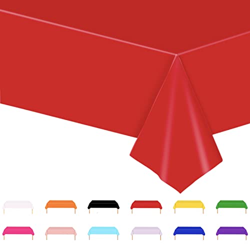 Tischdecke Rot,137x274cm Einweg Tischdecke Tischtuch Plastiktischdecke,Tischtuch Rechteckige Tischabdeckung Gartentischdecke Outdoor Table Cloth für Gastronomie,Feste,Party,Hochzeiten oder Haushalt von POPOYU