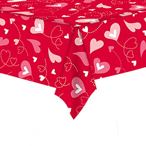 Tischdecke Valentinstag,274x137cm Valentinstag Tischdecke Plastik Valentinstag Tischdecke Rechteck Valentine Herzen Tischläufer für Jubiläum Romantik Valentinstag Party Dekoration Heimdekoration von POPOYU