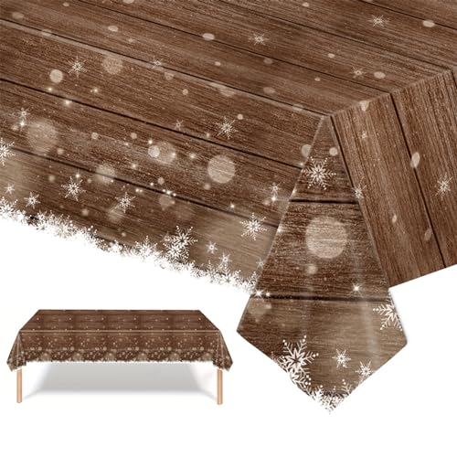 Weihnachtstischdecke Holzmaserung,137x274cm Tischdecke Weihnachten Rechteckige Weihnachten Tischhussen Tischläufe Xmas Tischdecke Esstischdecke,Groß Tischläufer Weihnachts Party Tischdecke Tischtuch von POPOYU