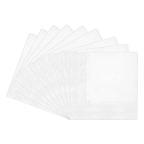 Weiss Servietten 20 stück Papierservietten Weiss 33 x 33 cm Napkins Servietten Paw Cocktailservietten, Tischdeko Hochzeit Papierserviette Einweg Napkins Tisch Dekorationen für Garten Geburtstag Party von POPOYU