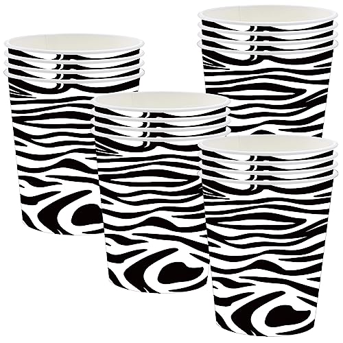 POPOYU Zebra-Druck Partybecher 16 Stück Dschungel Tier Druck Pappbecher für Babyparty Kindergeburtstag Pappbecher mit Dschungeltieren für Dschungel Safari Geburtstag Party Dekorationen von POPOYU