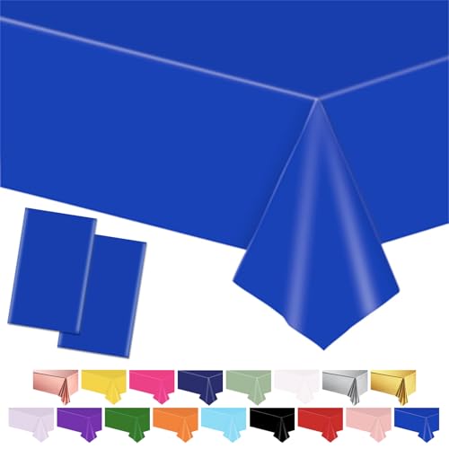 dunkelblau Tischtuch Tischdecken, 137 * 274cm Kunststoff wasserdicht Tischdecken Party Tischdekorationen für Kinder Picknick Geburtstag, Graduierung Hochzeit Party Supplies von POPOYU