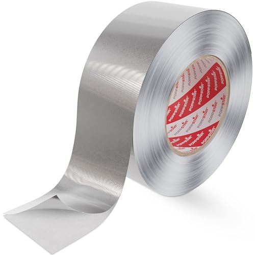 POPPSTAR Aluminium-Klebeband hitzebeständig (50m x 48mm) Aluklebeband für Dämmung & als Dampfsperre für Spülmaschine, Arbeitsplatte, Dachrinne von POPPSTAR