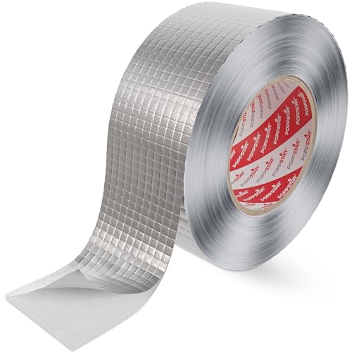 POPPSTAR Aluminium-Klebeband netzverstärkt für Rohrisolierung & Dämmung (50m x 48 mm) Hitzeschutz & Dampfsperre Aluklebeband hitzebeständig 48mm selbstklebend von POPPSTAR