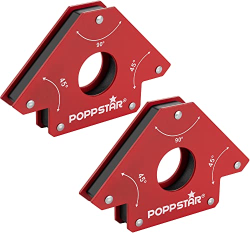 Poppstar Schweißmagnet groß 2er-Set/Magnet Schweißwinkel mit Haftkraft 34 kg, Winkelmaße 45°, 90°, 135° von POPPSTAR