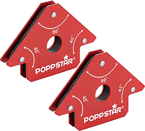 Poppstar Schweißmagnet klein 2er-Set/Magnet Schweißwinkel mit Haftkraft 11,3 kg, Winkelmaße 45°, 90°, 135° von POPPSTAR