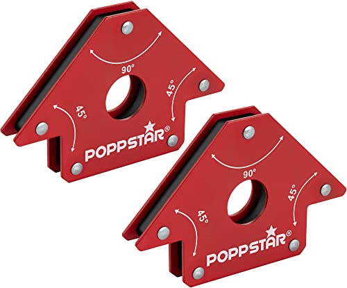 Poppstar Schweißmagnet mittelgroß 2er-Set/Magnet Schweißwinkel mit Haftkraft 22,6 kg, Winkelmaße 45°, 90°, 135° von POPPSTAR